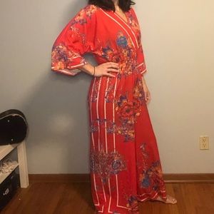 Funky Bright Red-Orange Jumpsuit